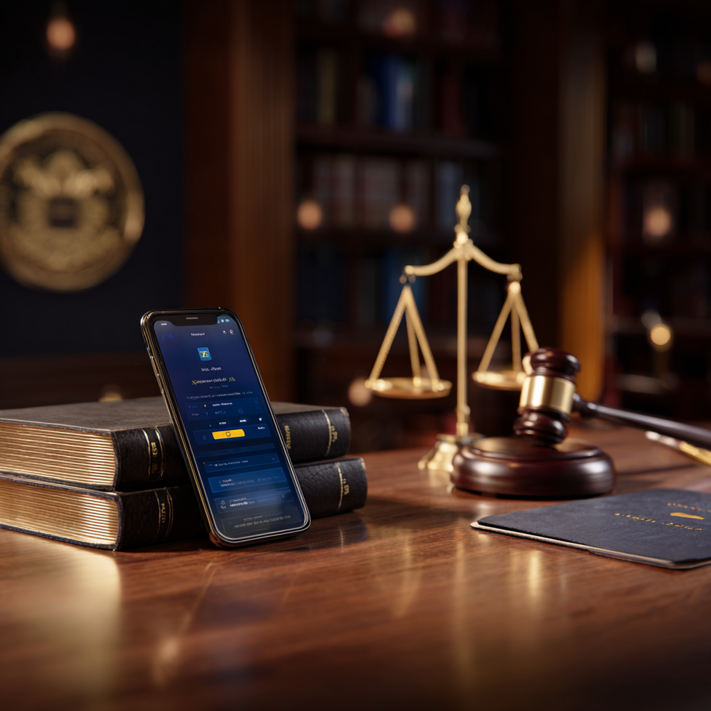 Balança da justiça ao lado de smartphone com tela de transferência PIX, representando dever de segurança do banco