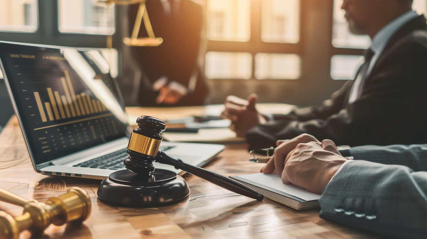 Juiz determinando bloqueio via Sisbajud em cenário corporativo, sem texto, estética profissional.