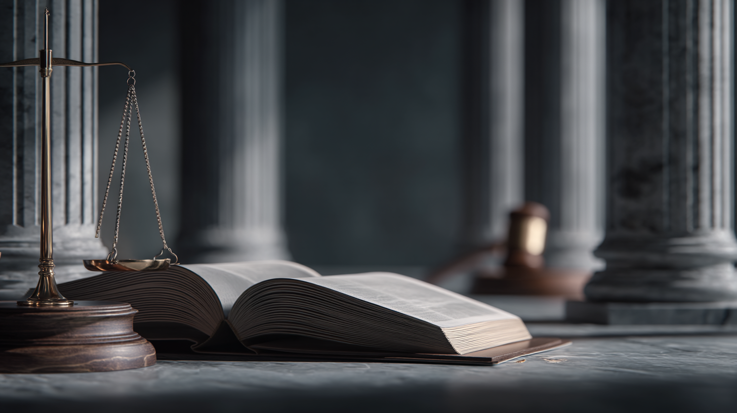 Imagem institucional minimalista representando equilíbrio da justiça e cautela processual (prisão preventiva)