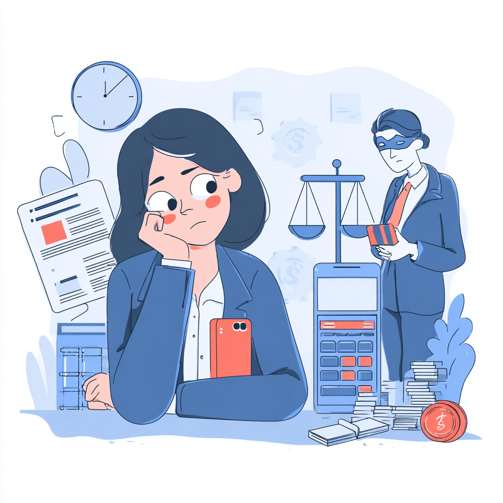 "Ilustração de celular furtado sendo usado para contratar empréstimo bancário fraudulento"